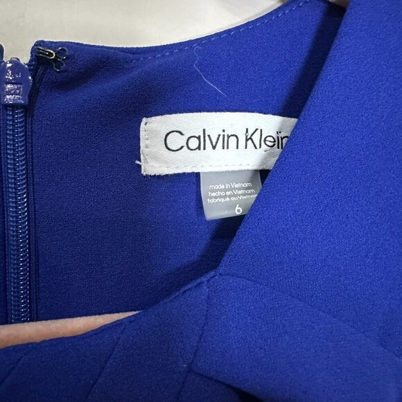 Calvin Klein Royal Blue Jumpsuit Size 6 Wide Leg Sleeveless Cutout - Picture 4 of 9